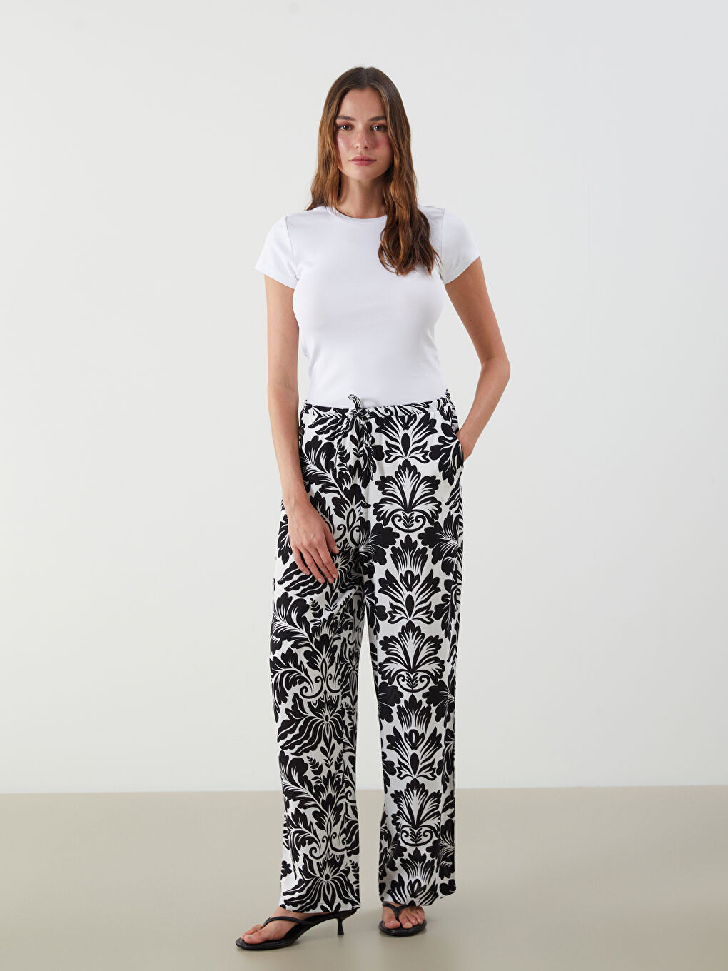 Elasticated Waist Patterned Women's Trousers -S5QJ79Z8-LQJ