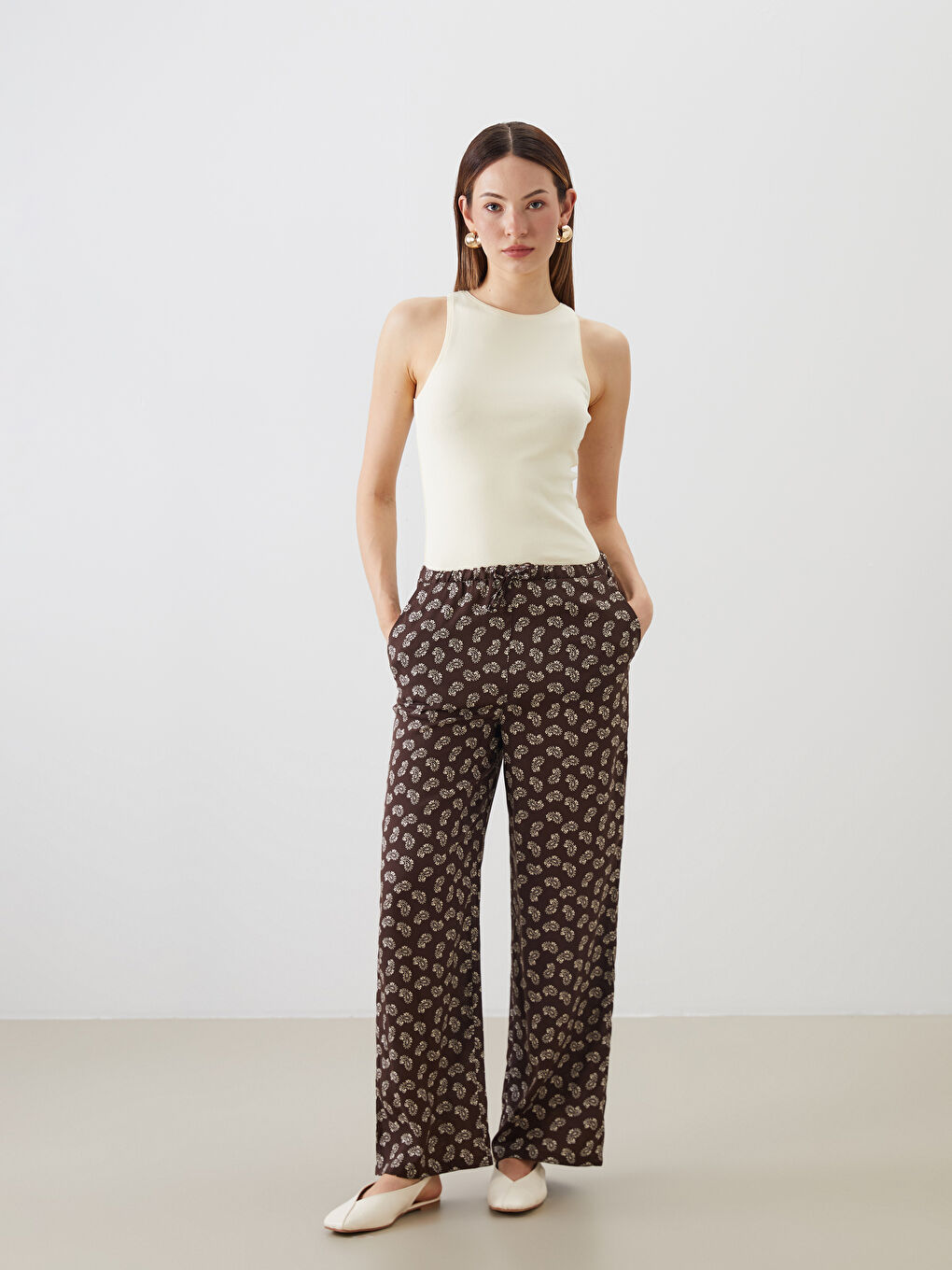 Elasticated Waist Patterned Women's Trousers -S5QJ79Z8-LQZ