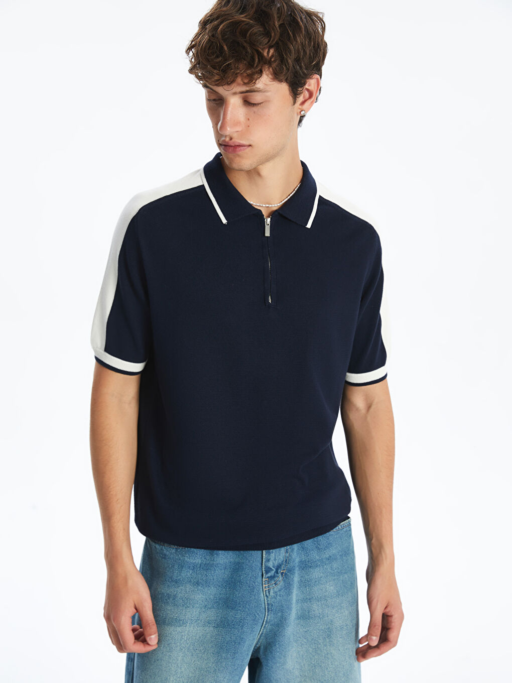 XSIDE Polo Neck Short Sleeve Men's Knitwear Sweater -S5QJ97Z8-RFH