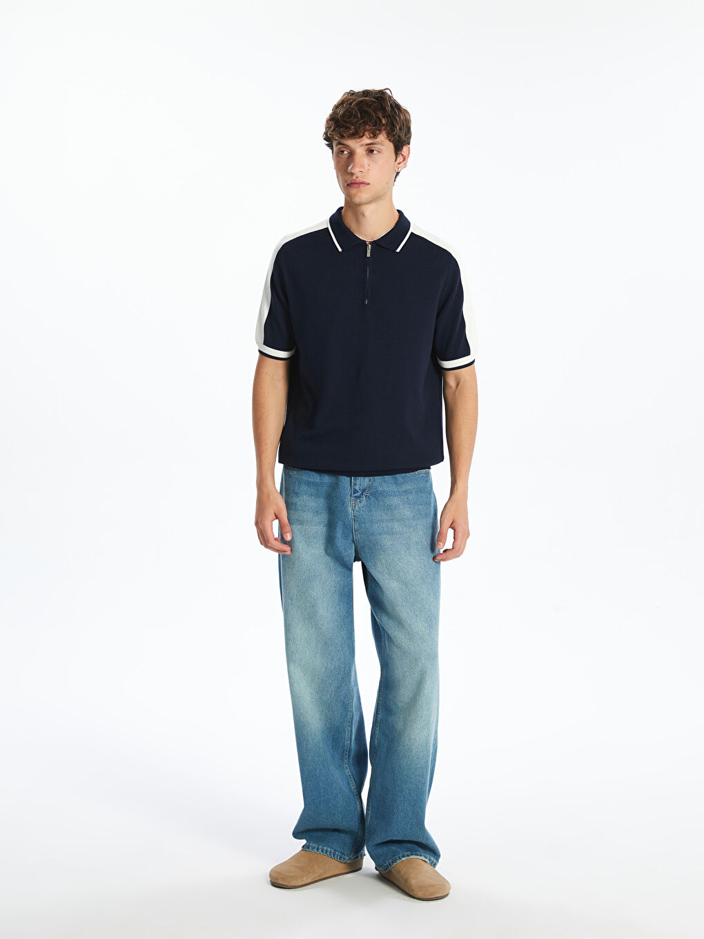 XSIDE Polo Neck Short Sleeve Men's Knitwear Sweater -S5QJ97Z8-RFH