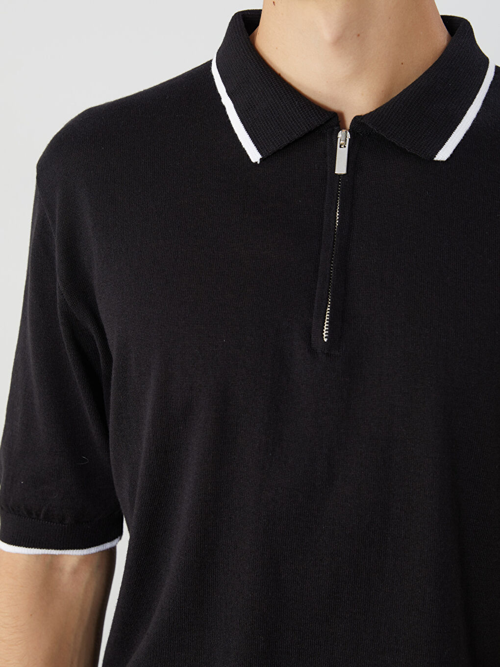 Polo Neck Short Sleeve Men's Knitwear Sweater -S5QK00Z8-CVL