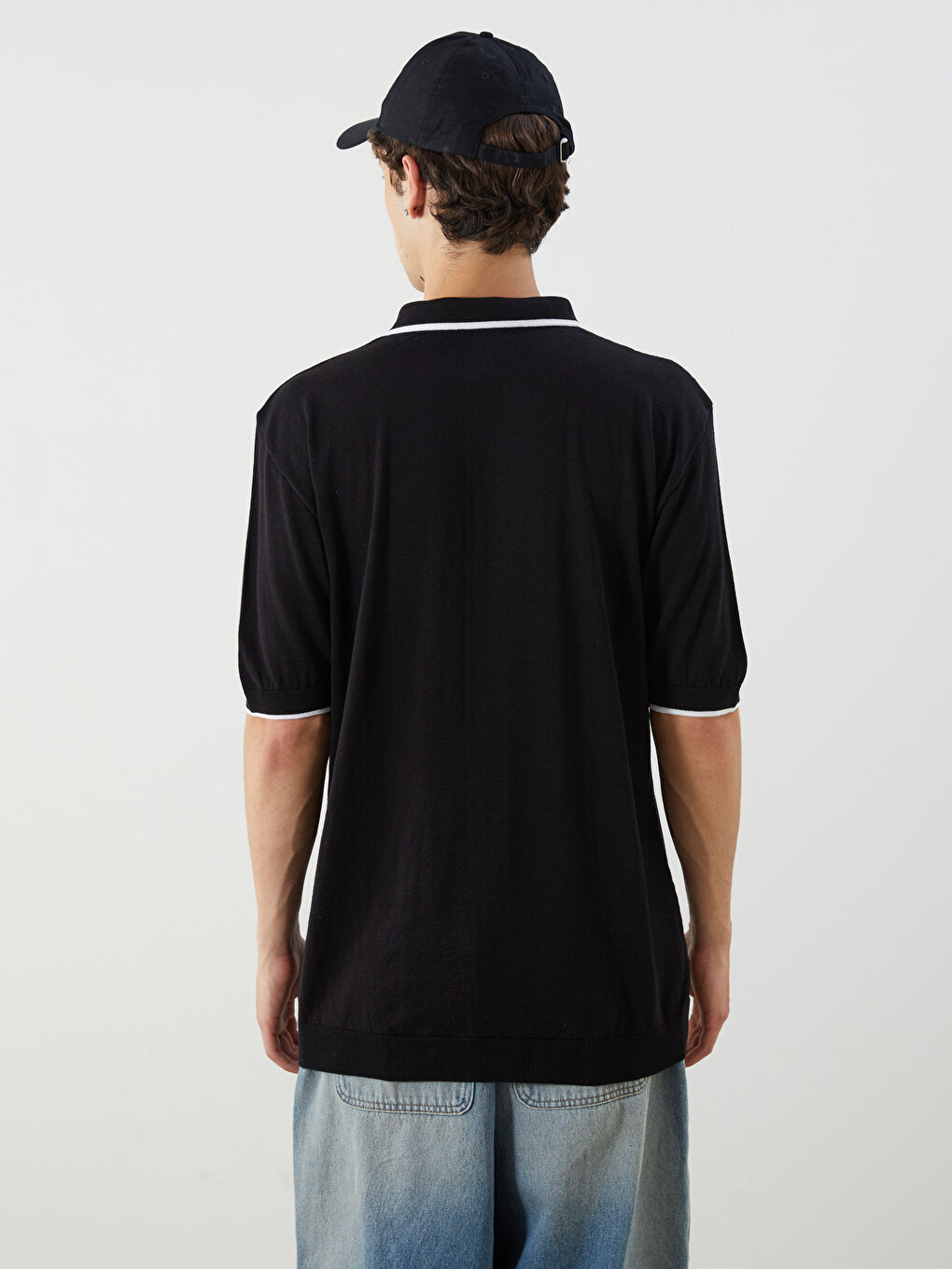 Polo Neck Short Sleeve Men's Knitwear Sweater -S5QK00Z8-CVL