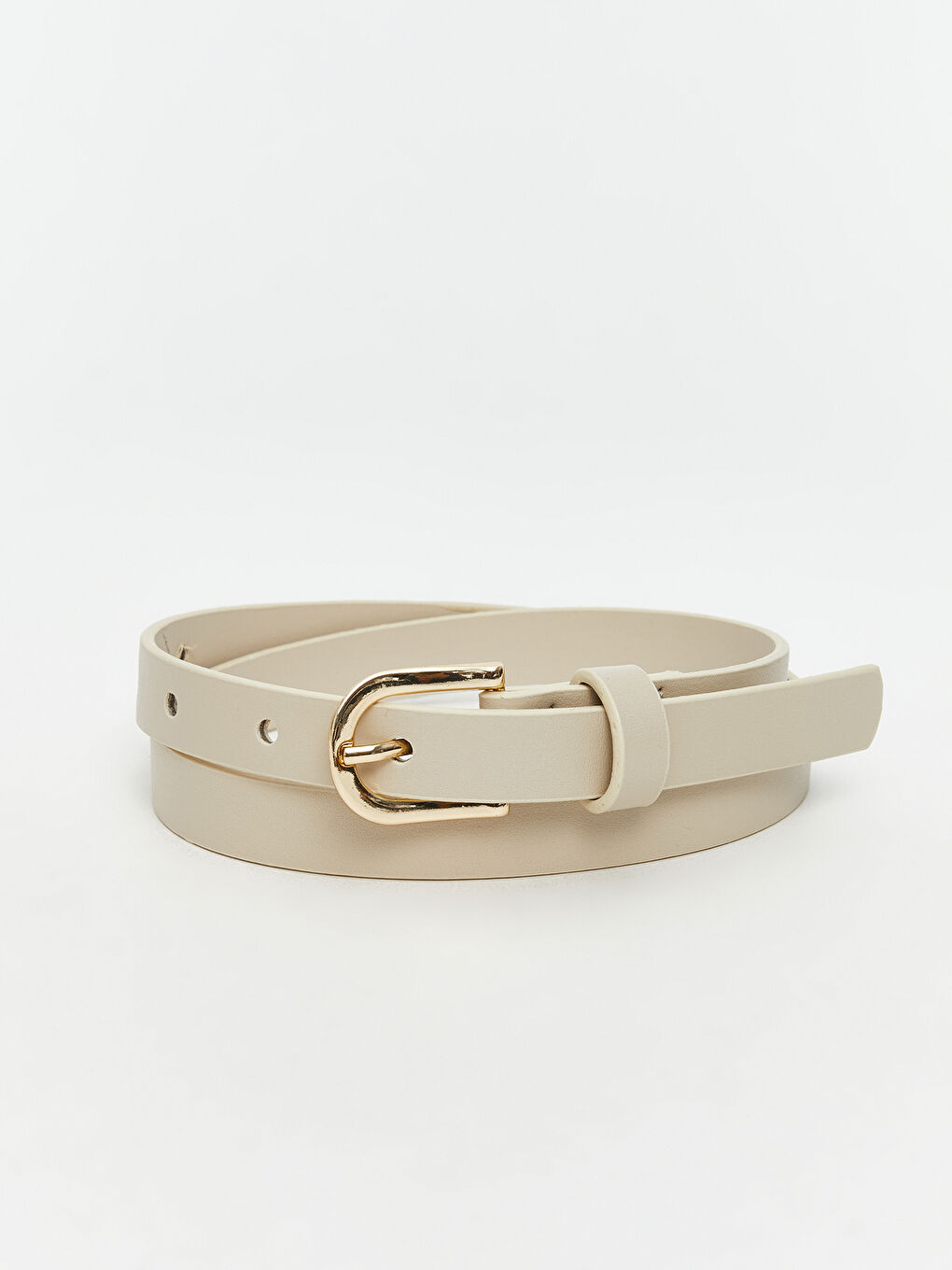 Ekru Deri Görünümlü Kız Çocuk Kemer