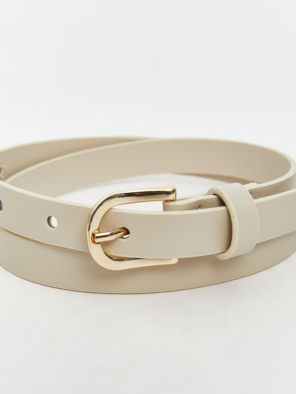 Ekru Deri Görünümlü Kız Çocuk Kemer-3