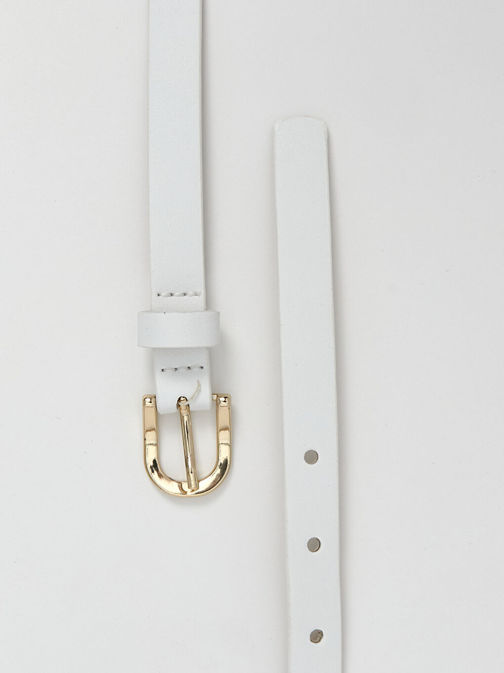 Beyaz Deri Görünümlü Kız Çocuk Kemer-2