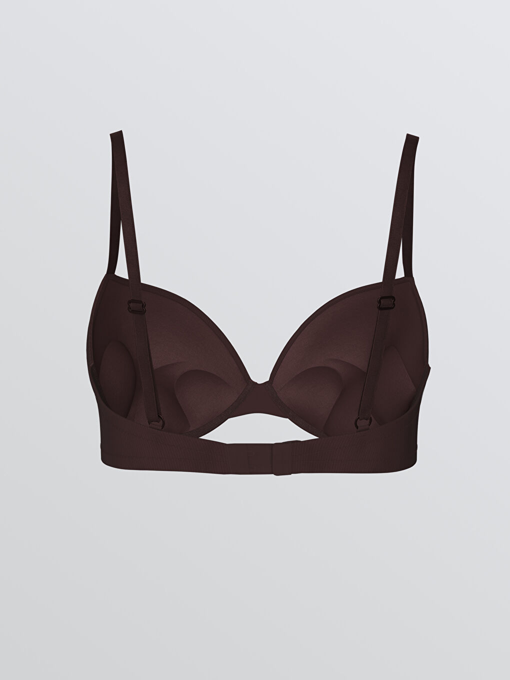 Kahverengi Balenli Dolgulu Düz Tişört Sütyen-1