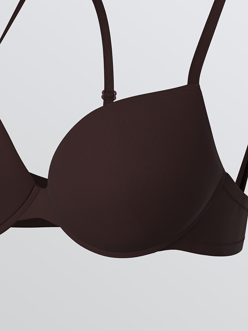 Kahverengi Balenli Dolgulu Düz Tişört Sütyen-2