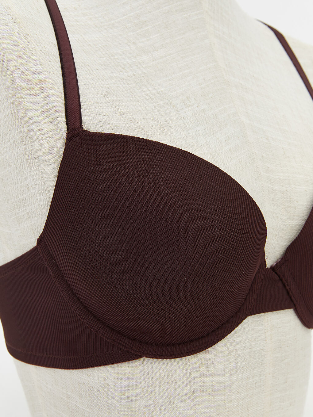 Mürdüm Balenli Dolgusuz Düz Tişört Sütyen-2