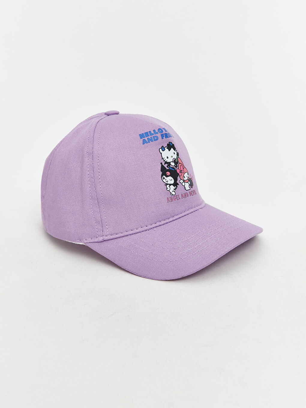 Lila Hello Kittty Nakışlı Kız Çocuk Kep Şapka-1