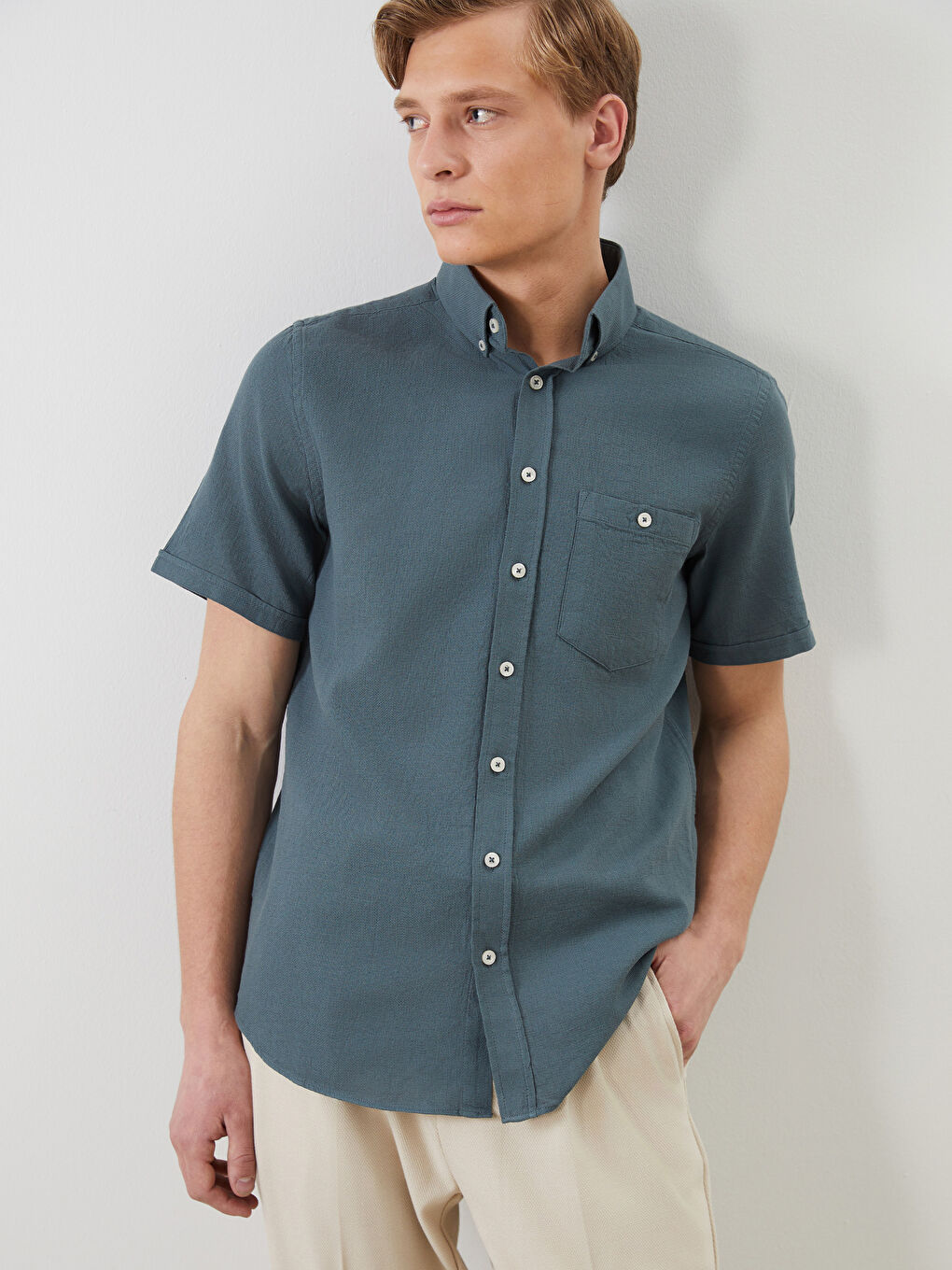 Yeşil Regular Fit Poplin Erkek Gömlek