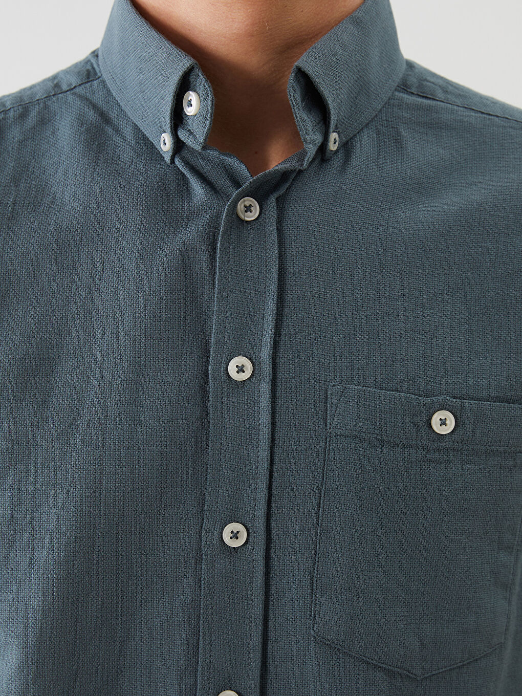 Yeşil Regular Fit Poplin Erkek Gömlek-5