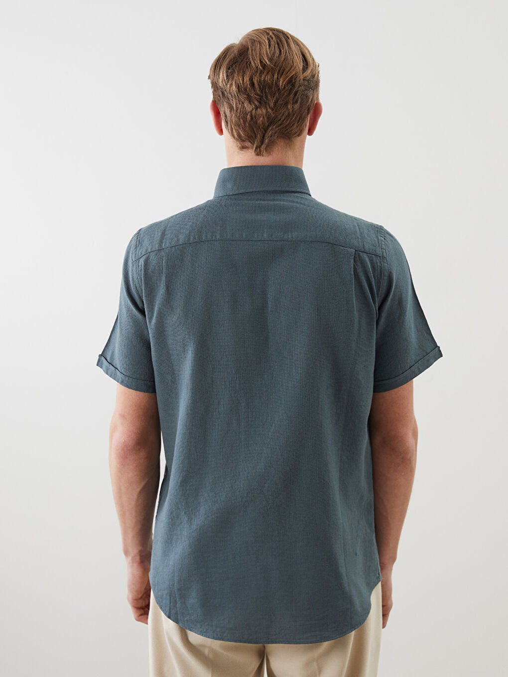 Yeşil Regular Fit Poplin Erkek Gömlek-7