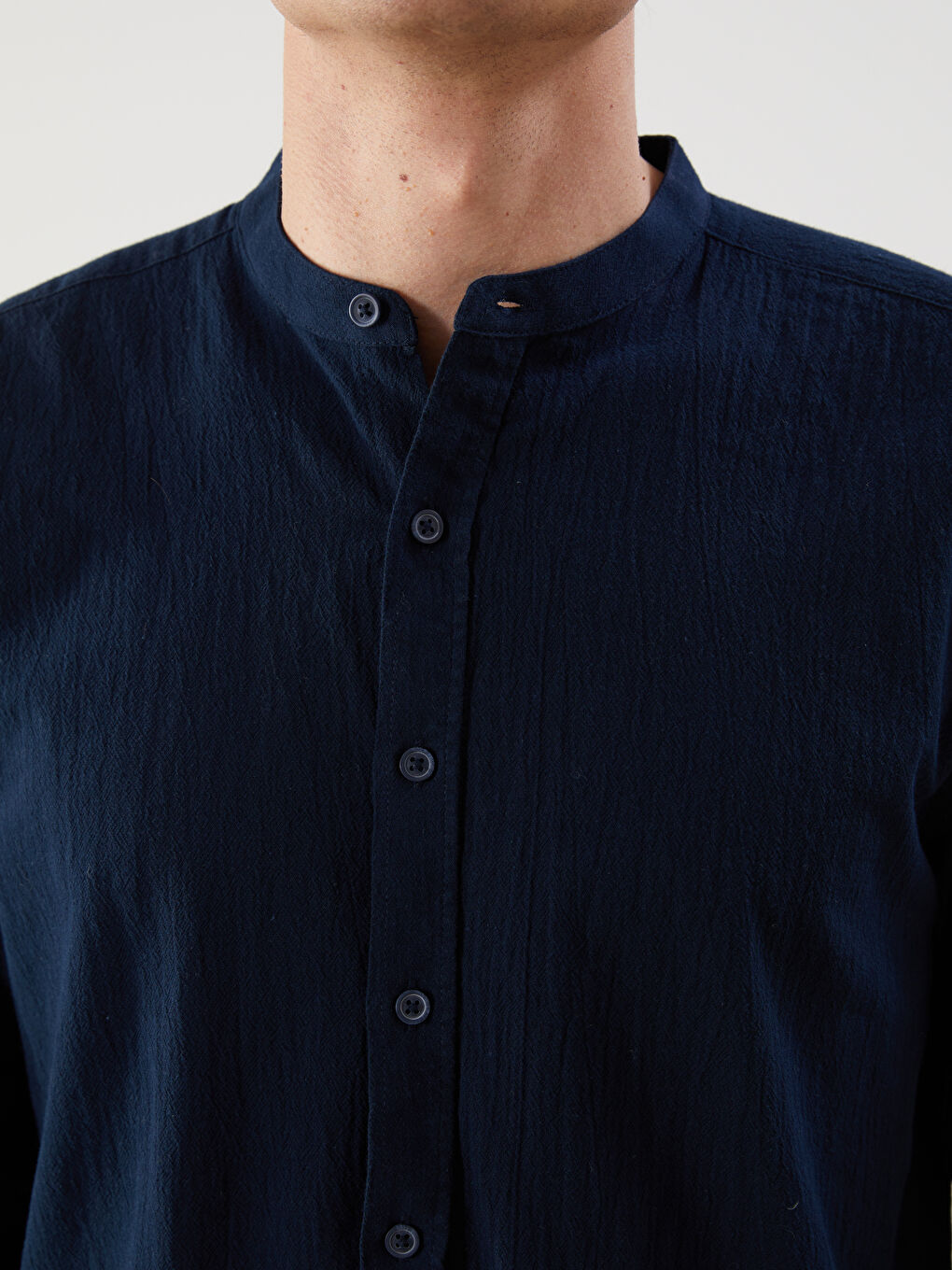 Lacivert Regular Fit Hakim Yaka Erkek Gömlek-2