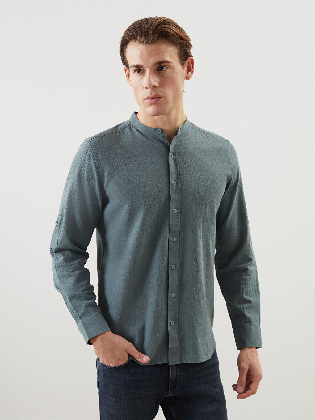 Звичайний крій зморшкувата плісирована сорочка для чоловіків