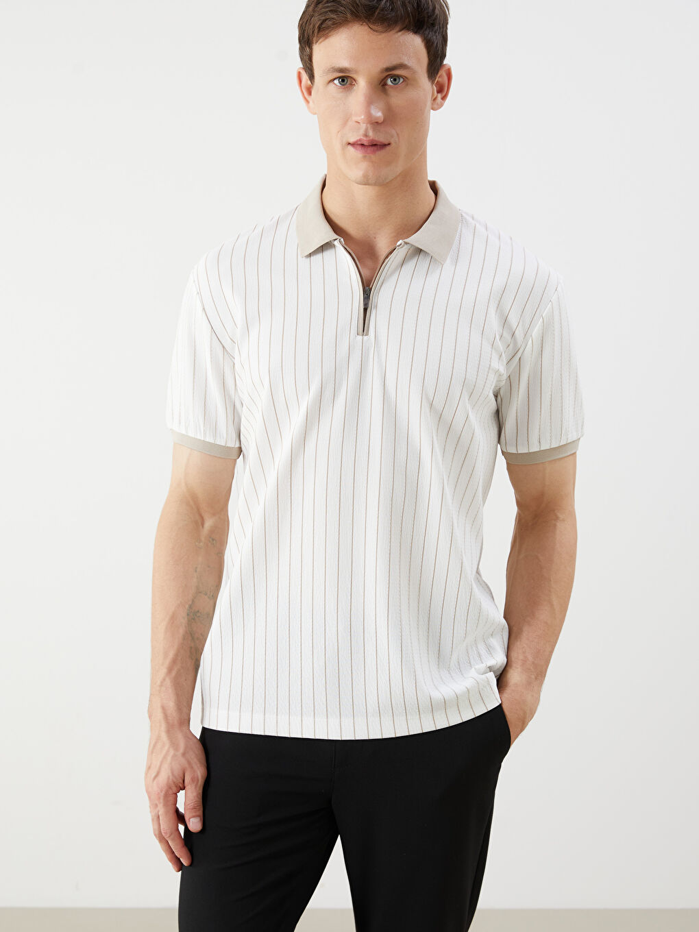 LCW Vision Patterned Men's Polo Neck T-Shirt -S5QK86Z8-LE4