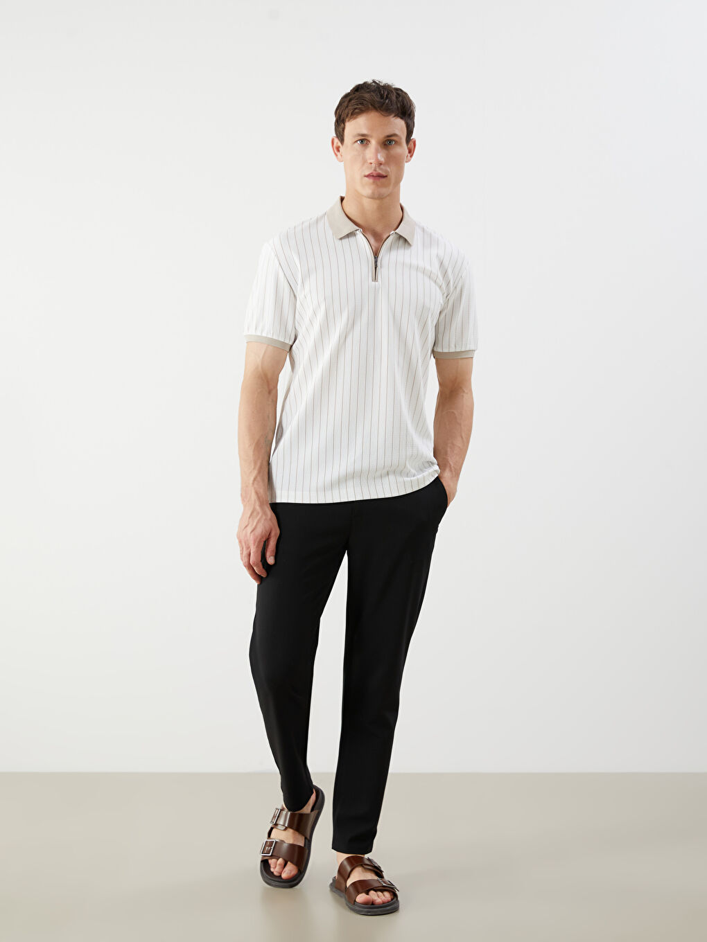 LCW Vision Patterned Men's Polo Neck T-Shirt -S5QK86Z8-LE4