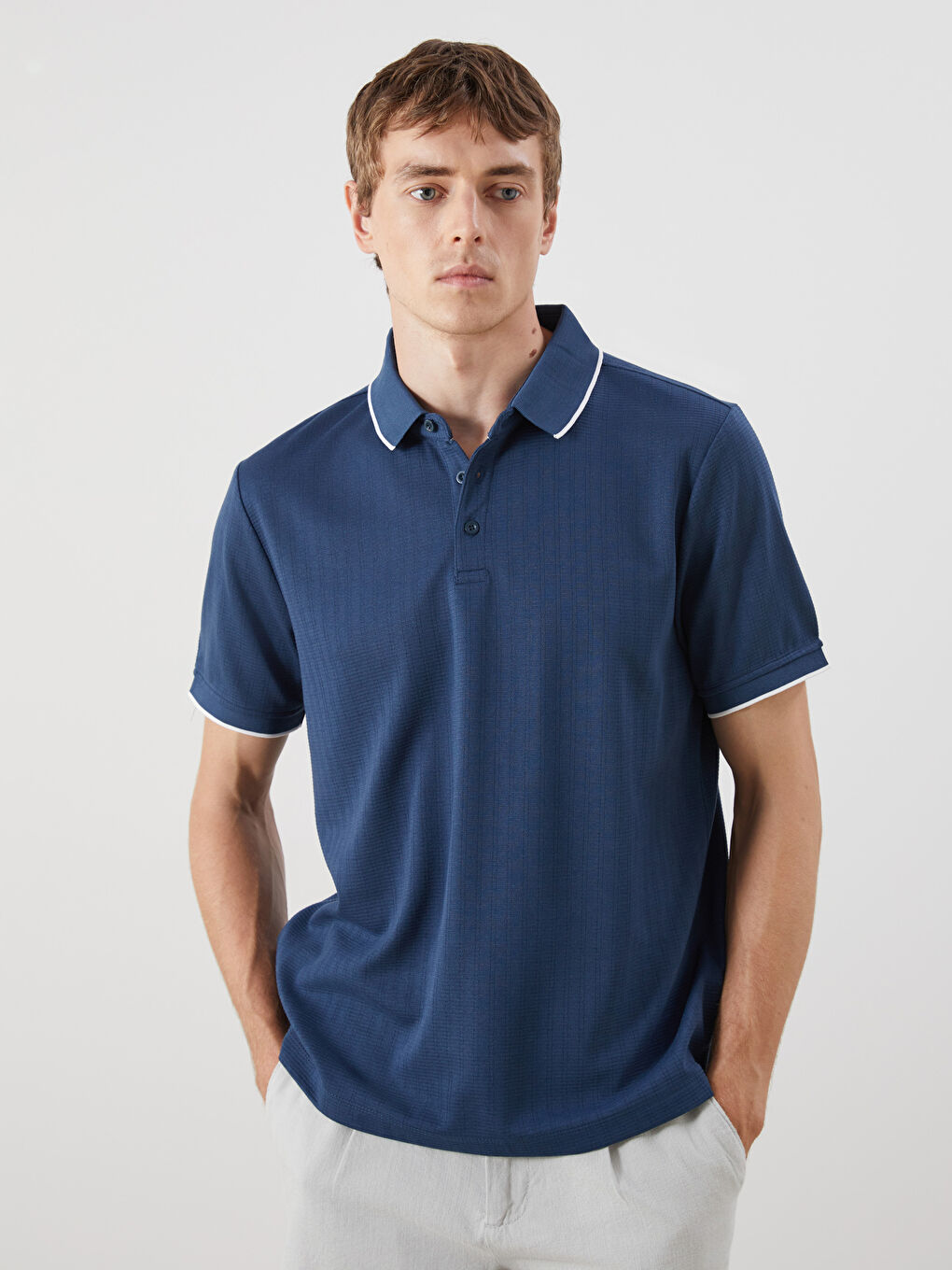 Lacivert Polo Yaka Erkek Tişört