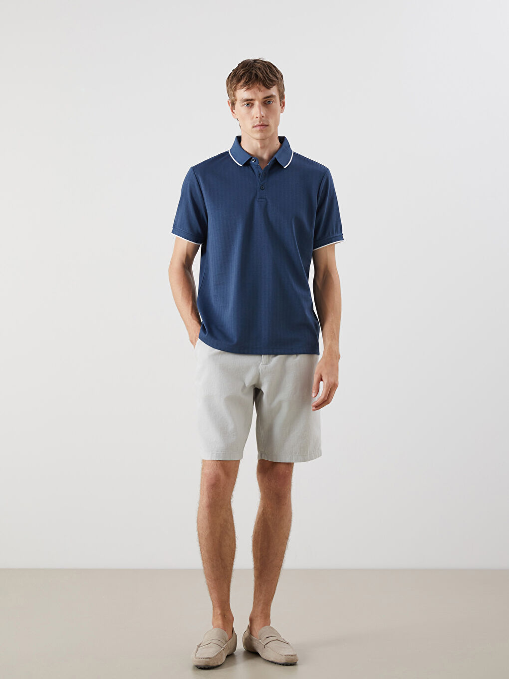 Lacivert Polo Yaka Erkek Tişört-1