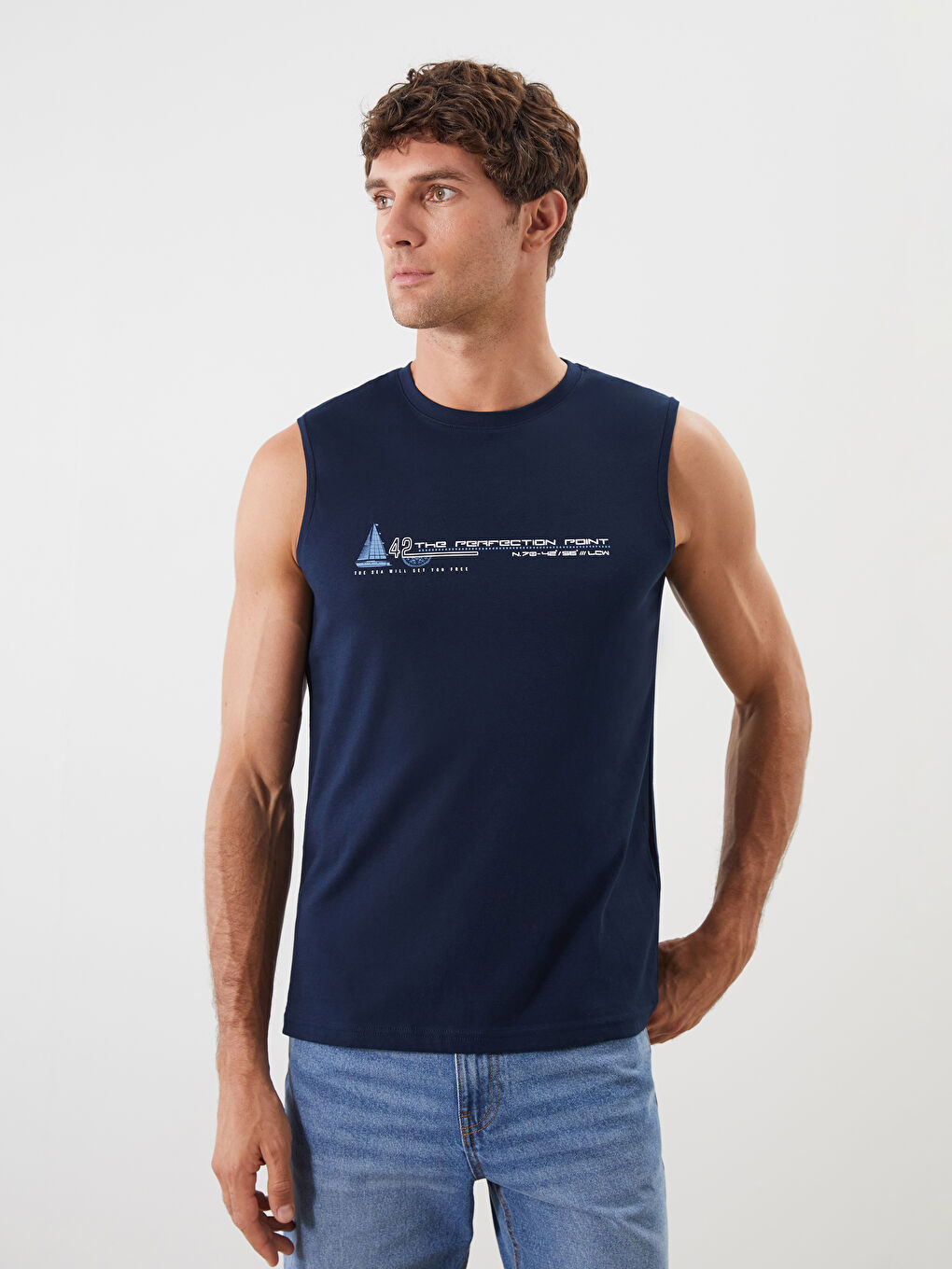 LCWAIKIKI Classic Crew Neck Printed Men's Sleeveless T-Shirt -S5QL03Z8-DWP