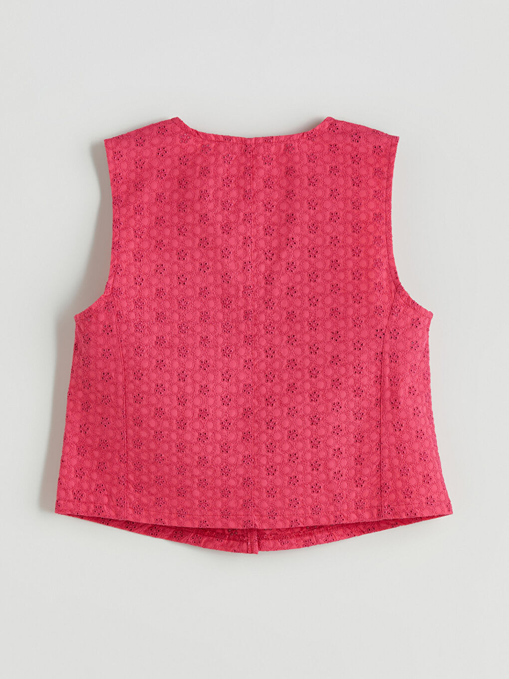 Fuşya V Yaka Ajurlu Kadın Yelek-5