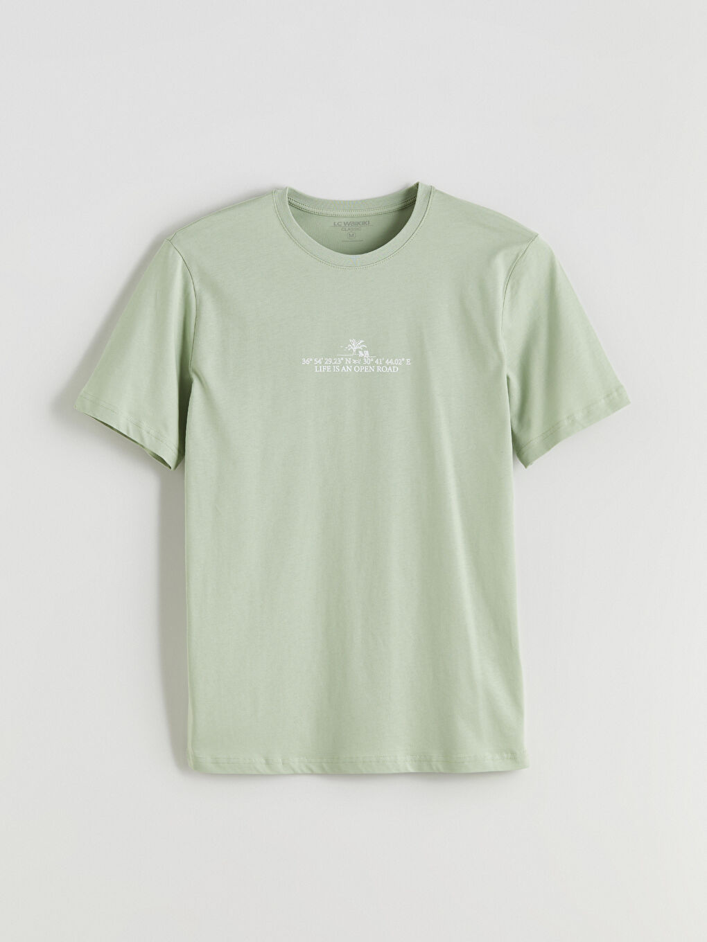 Yeşil Bisiklet Yaka Baskılı Penye Erkek Tişört-4