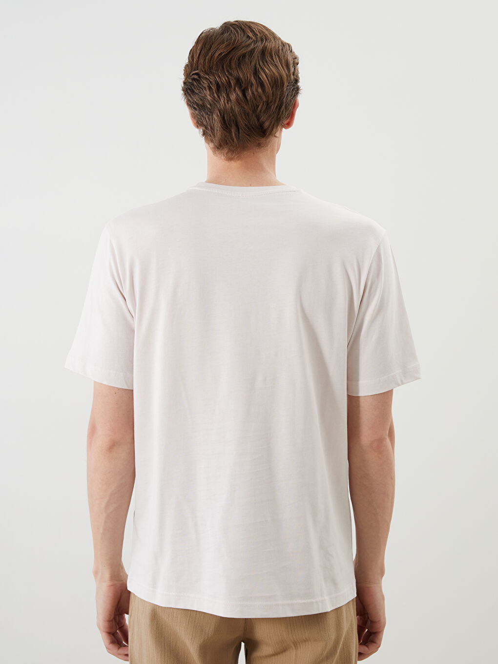 Lila Bisiklet Yaka Baskılı Penye Erkek Tişört-3