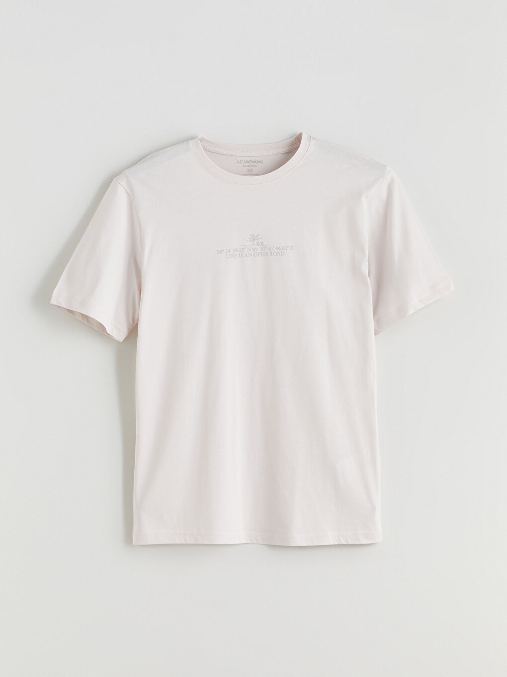 Lila Bisiklet Yaka Baskılı Penye Erkek Tişört-4