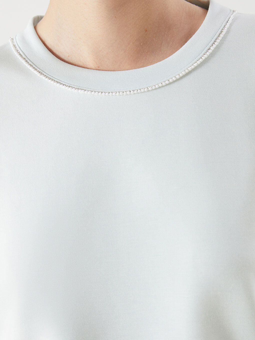 LCW Vision Crew Neck Beaded Embellished Women's T-Shirt -S5QL07Z8-QVX