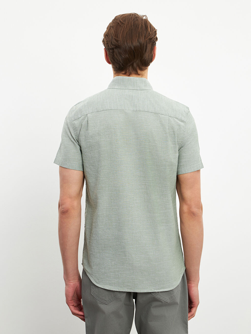 Cămașă Regular Basic Amestec de In Bărbați-7