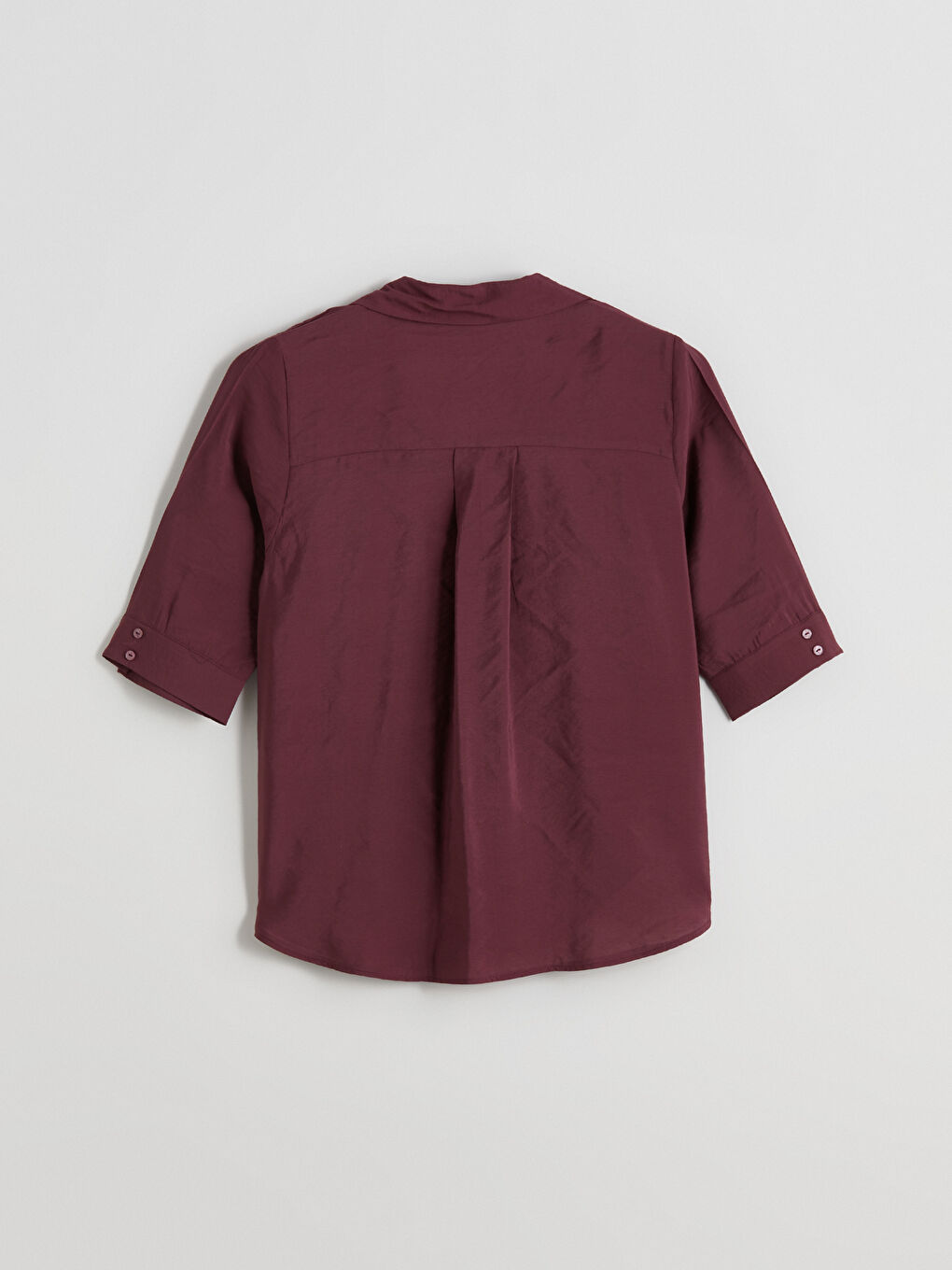 Bordo Gömlek Yaka Modal Karışımlı Bluz-5