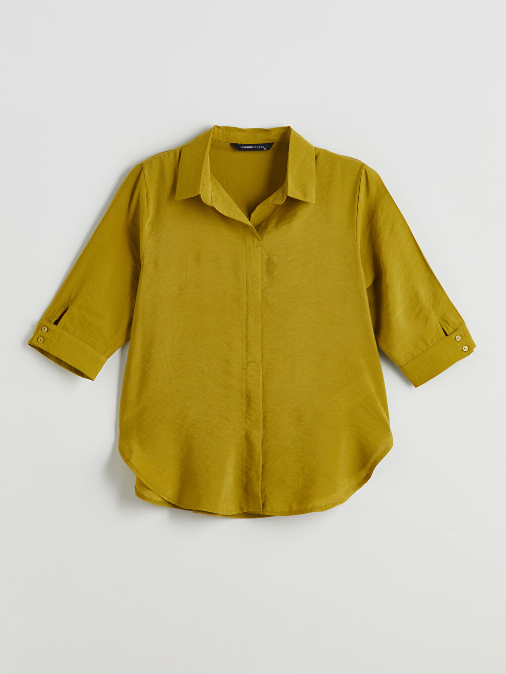 Yeşil Gömlek Yaka Modal Karışımlı Bluz-4