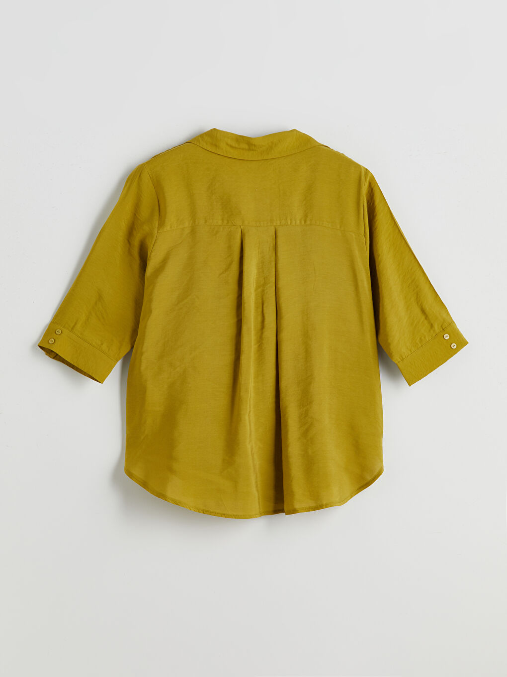 Yeşil Gömlek Yaka Modal Karışımlı Bluz-5