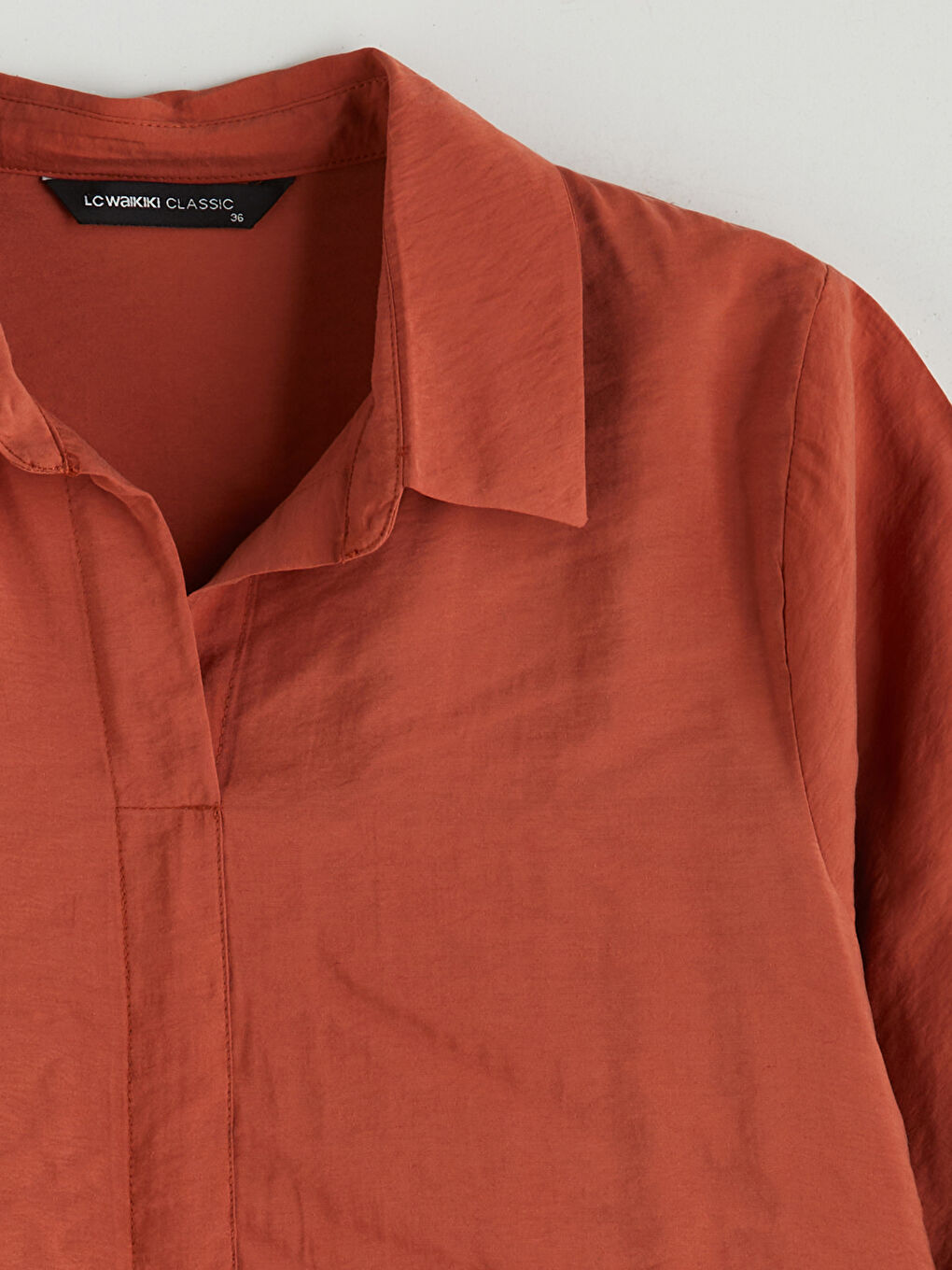 Kahverengi Gömlek Yaka Modal Karışımlı Bluz-6