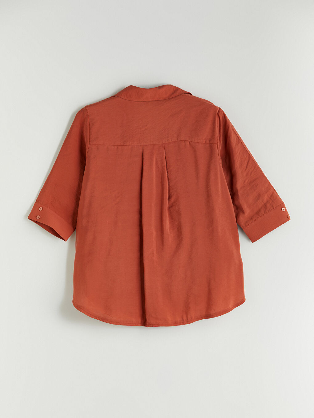 Kahverengi Gömlek Yaka Modal Karışımlı Bluz-7