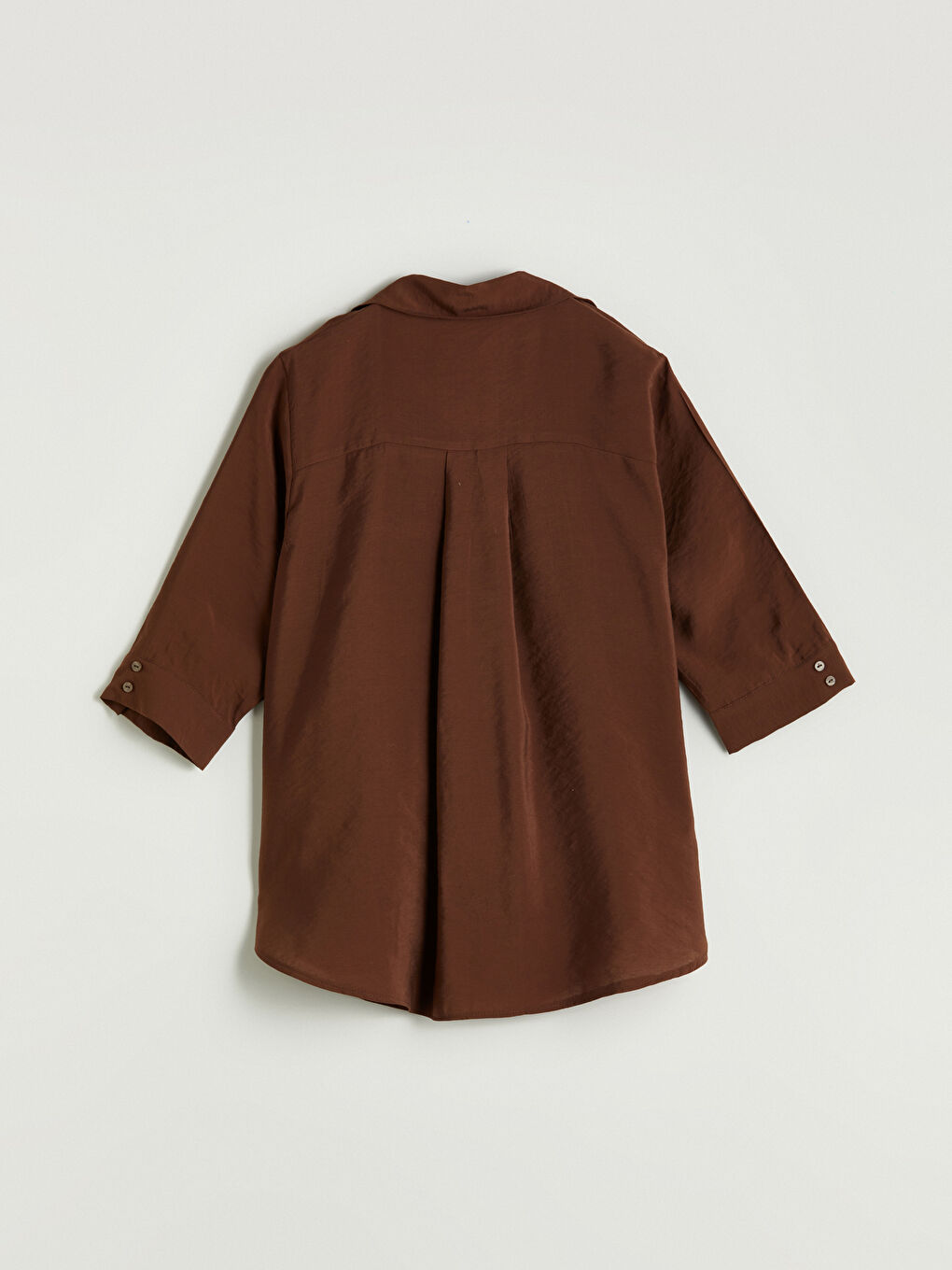 Kahverengi Gömlek Yaka Modal Karışımlı Bluz-5