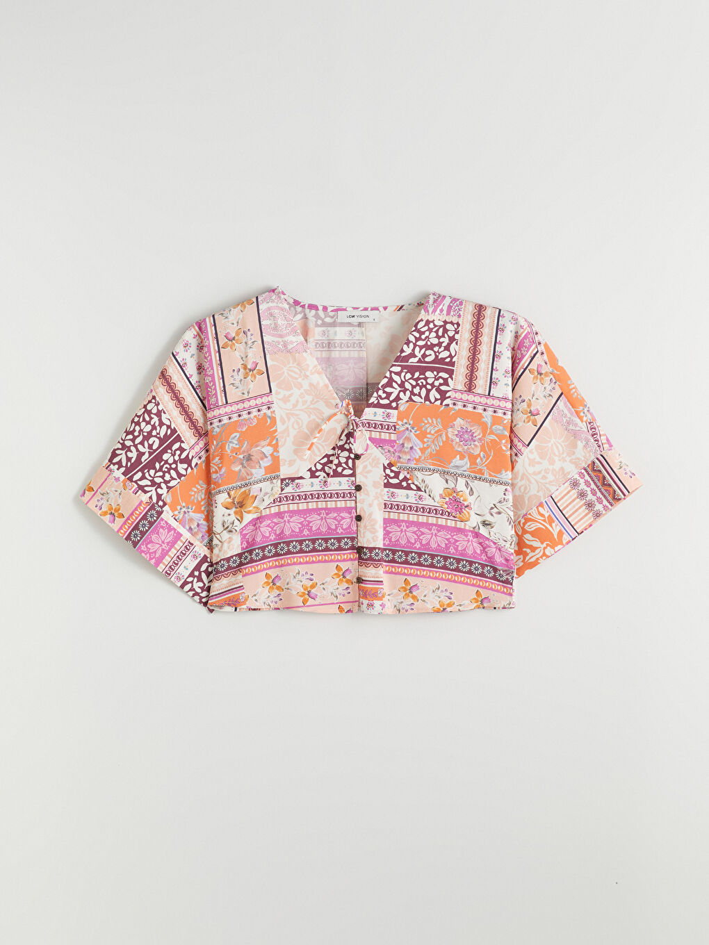 Bluza Crop Od Mešavine Modala Sa Uzorkom I Dvorednim Kopčanjem-4