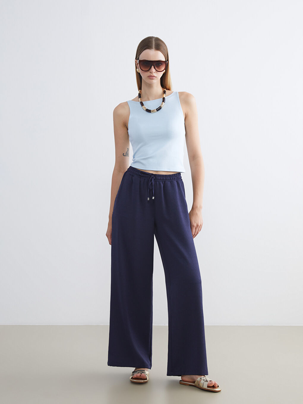 Mavi Bisiklet Yaka Kadın Atlet-1