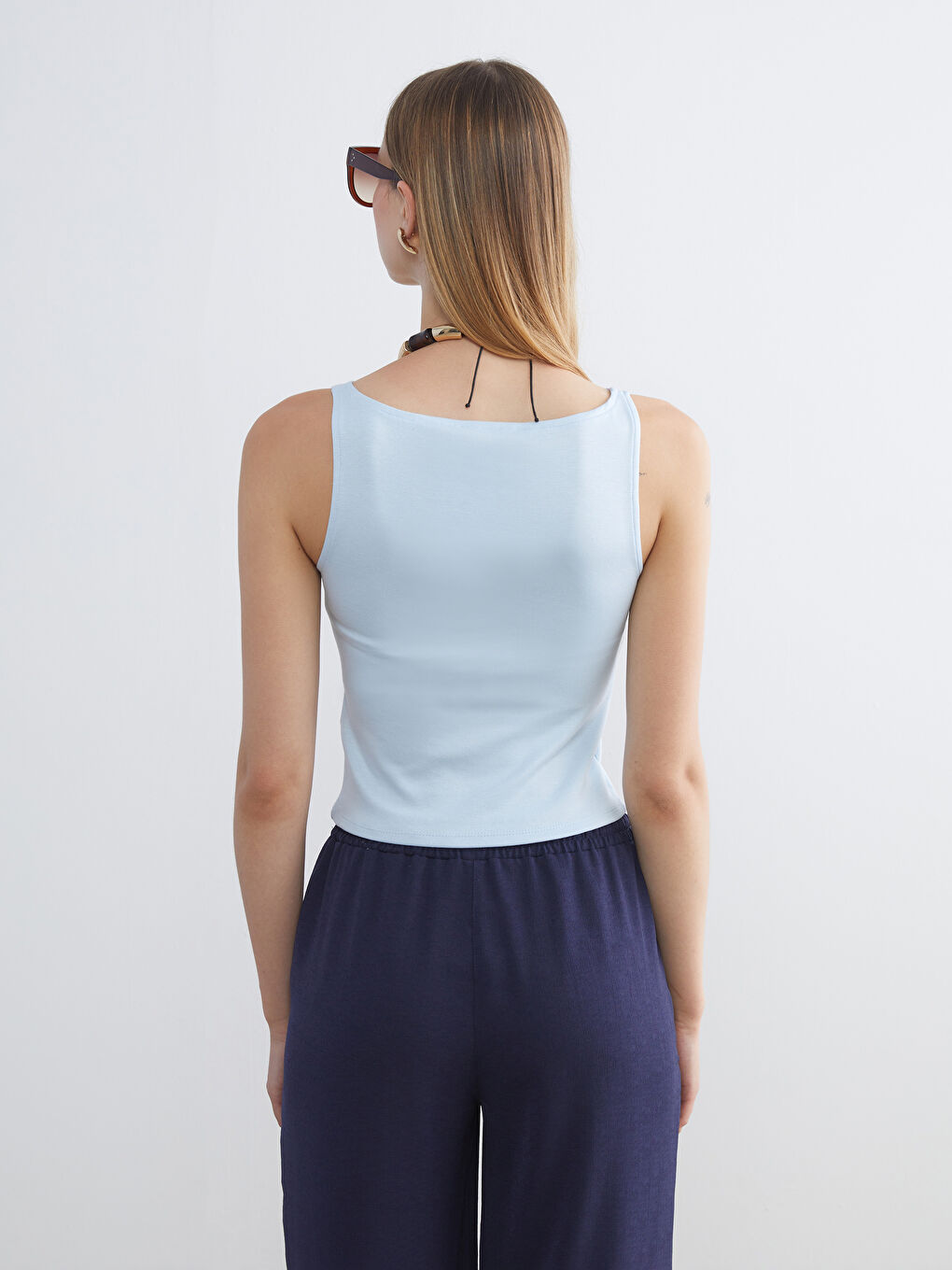 Mavi Bisiklet Yaka Kadın Atlet-3