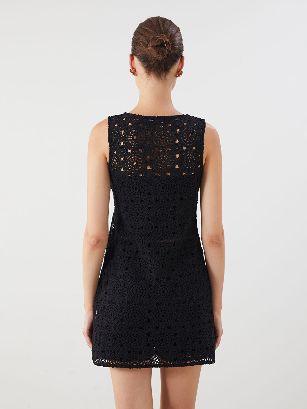 Siyah V Yaka Ajurlu Kadın Kroşe Yelek-3