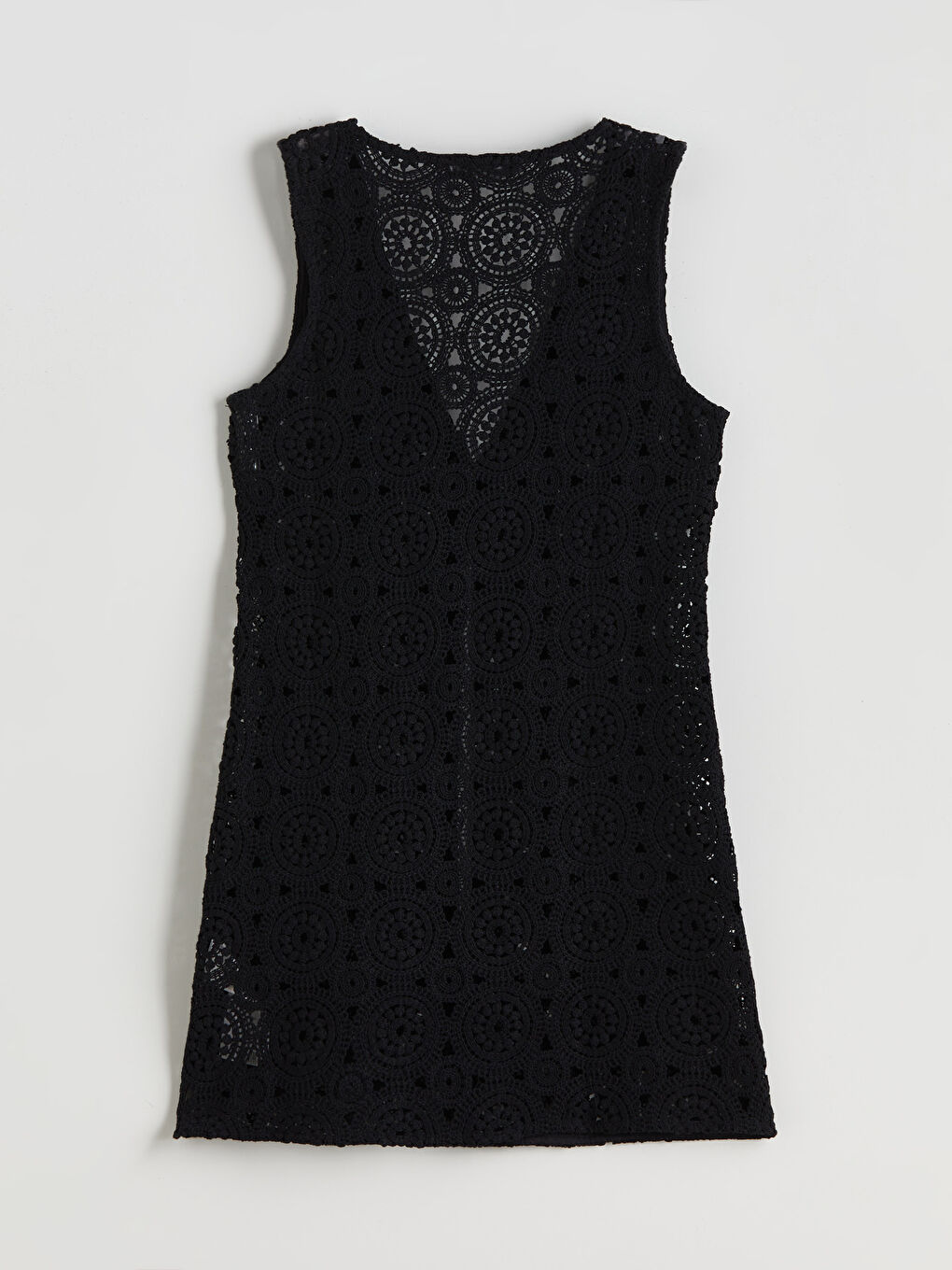 Siyah V Yaka Ajurlu Kadın Kroşe Yelek-5