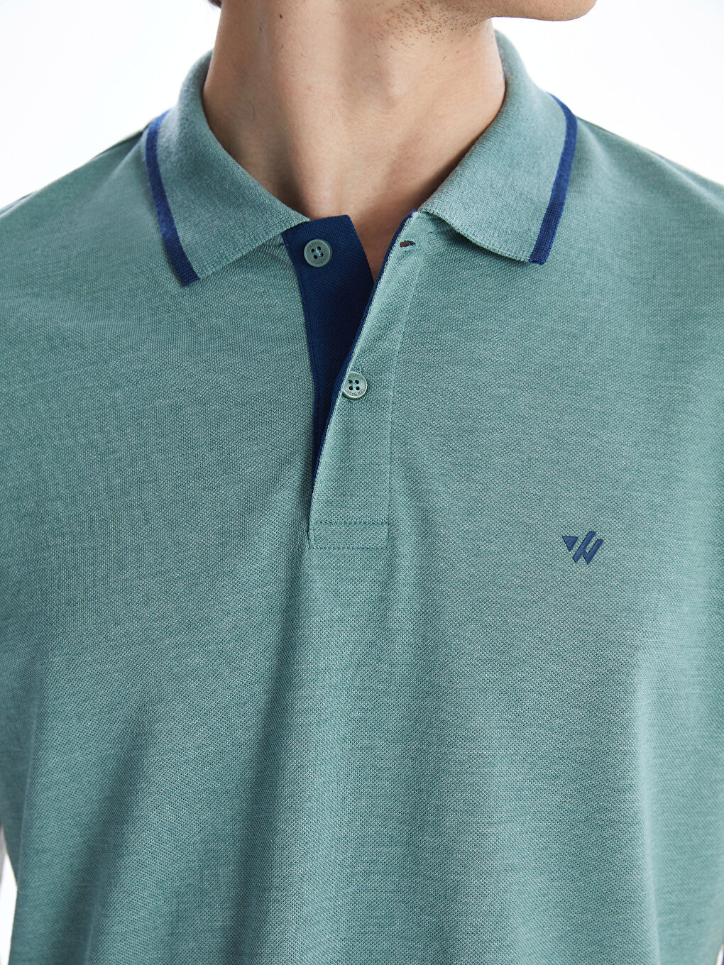 Ерлерге арналған поло жағалы өрнексіз пике футболка-2