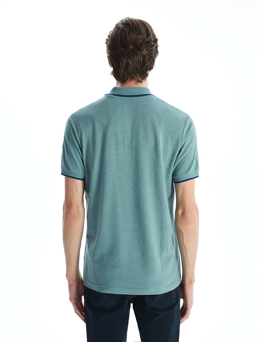 Ерлерге арналған поло жағалы өрнексіз пике футболка-3