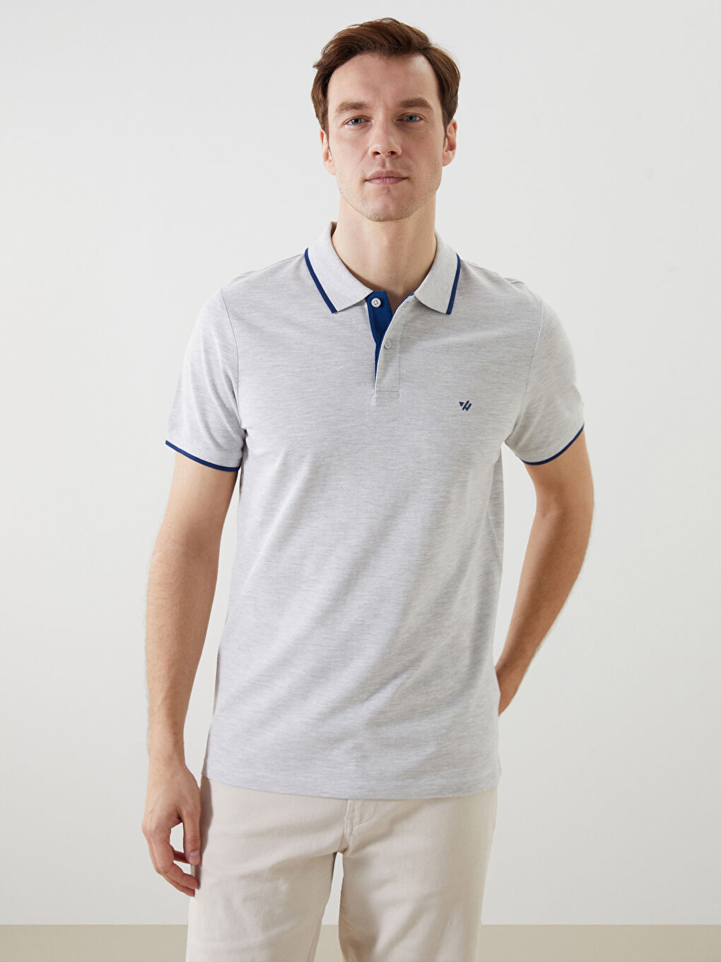 Футболка Мужская Пике Однотонная с Воротником Поло