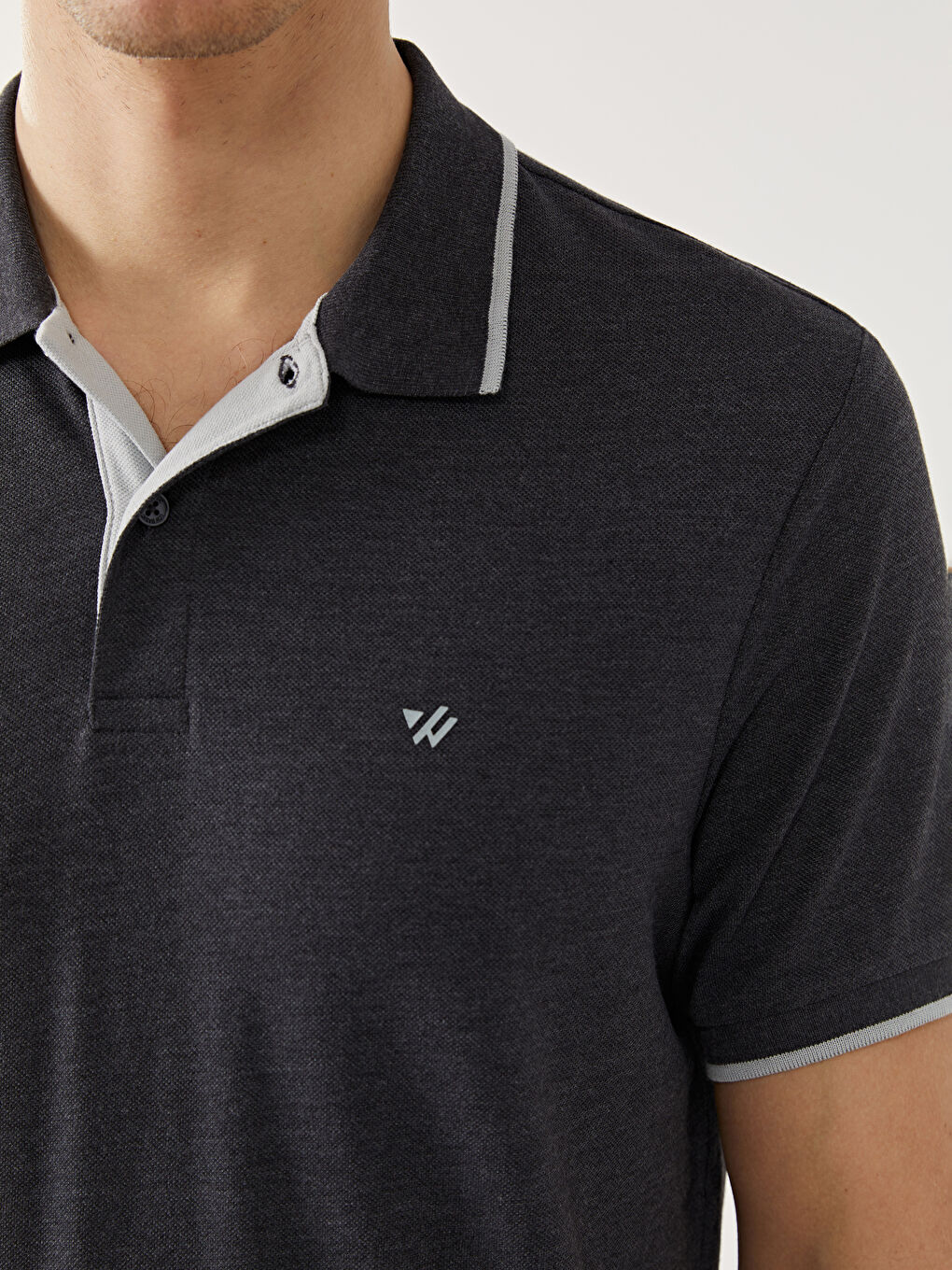 Ерлерге арналған поло жағалы өрнексіз пике футболка-5