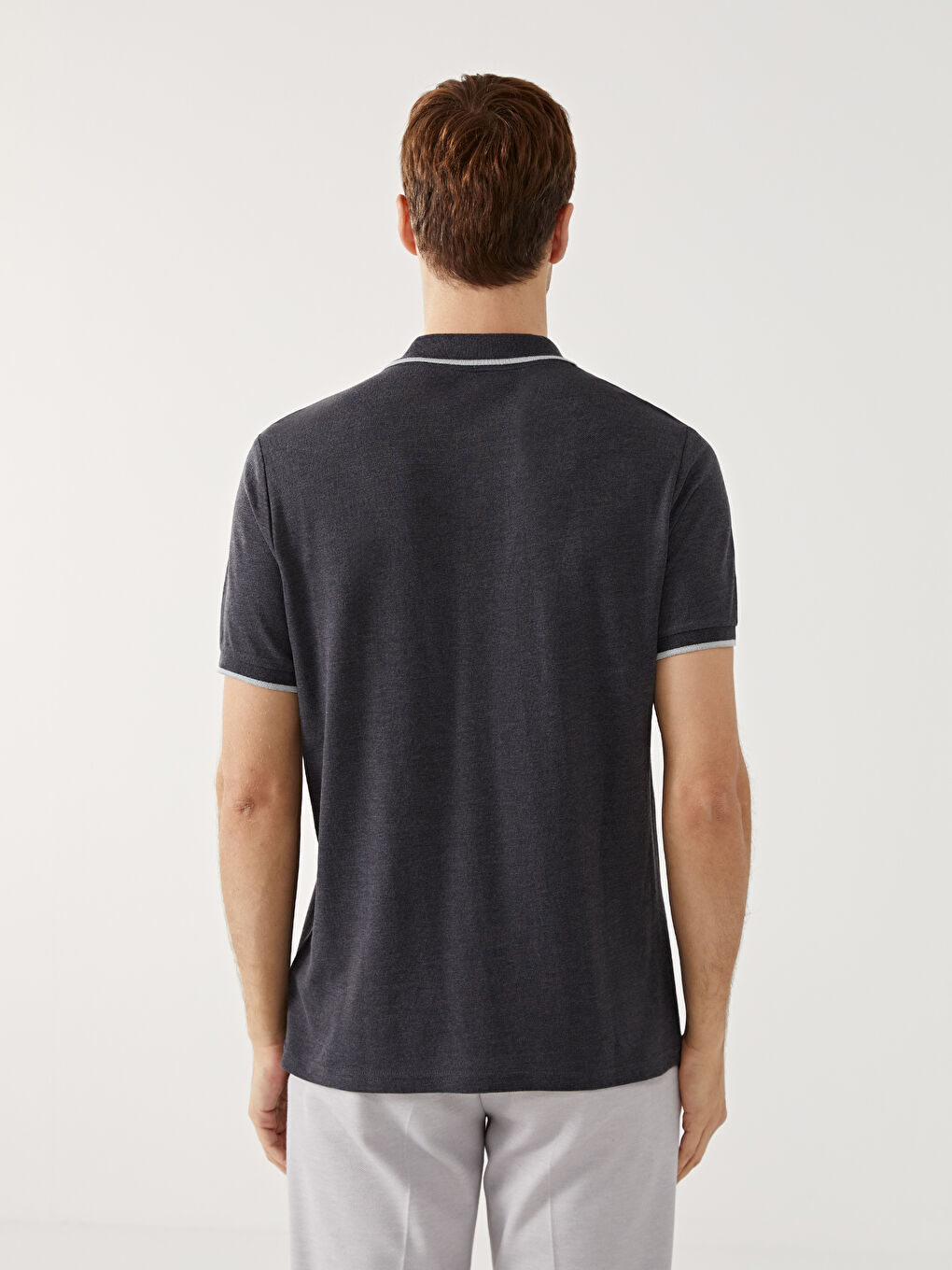 Ерлерге арналған поло жағалы өрнексіз пике футболка-7