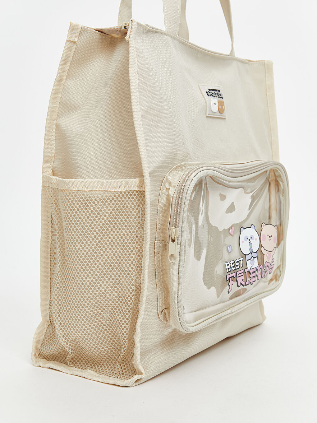 Ekru Baskılı Kadın Kol Çantası-1