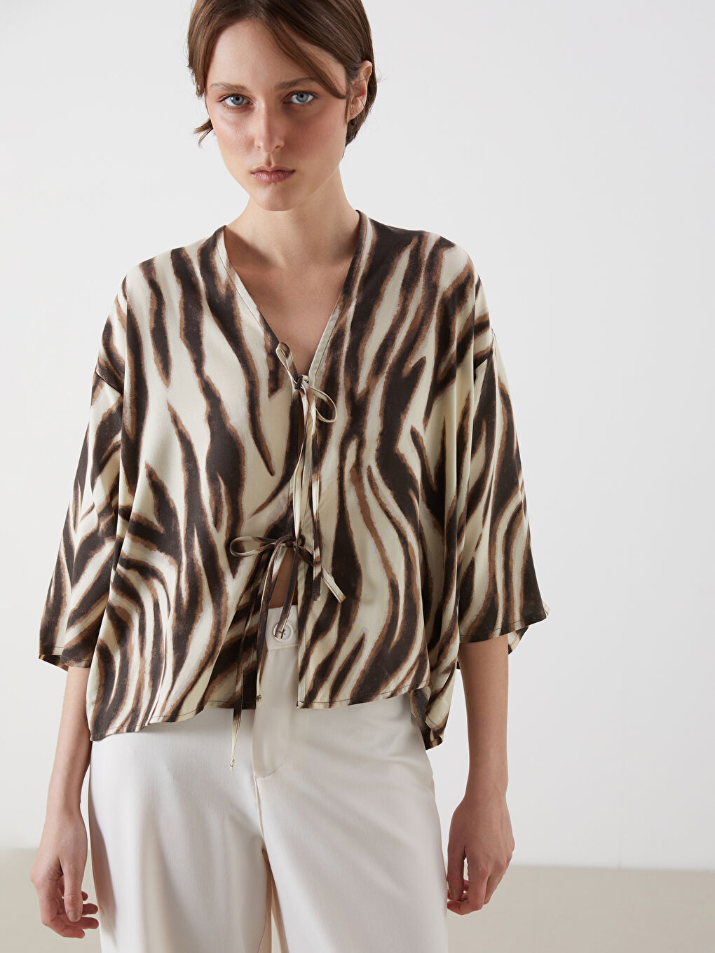 LCW Vision Woman BROWN Kimono -S5QM11Z8-LQY