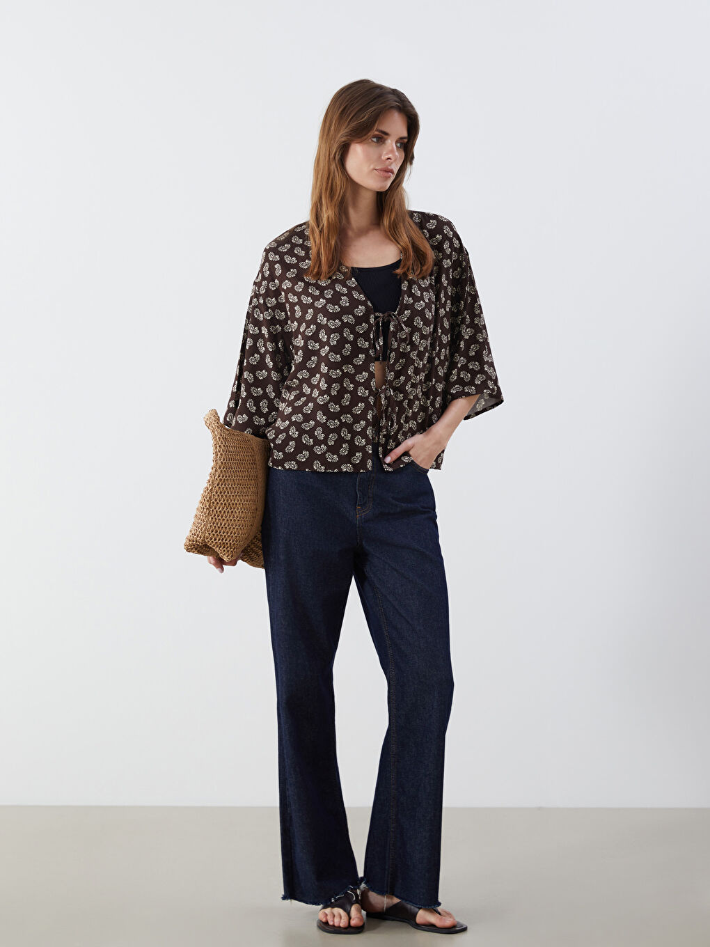 Shawl Collar Patterned Oversize Women's Kimono -S5QM11Z8-LQZ