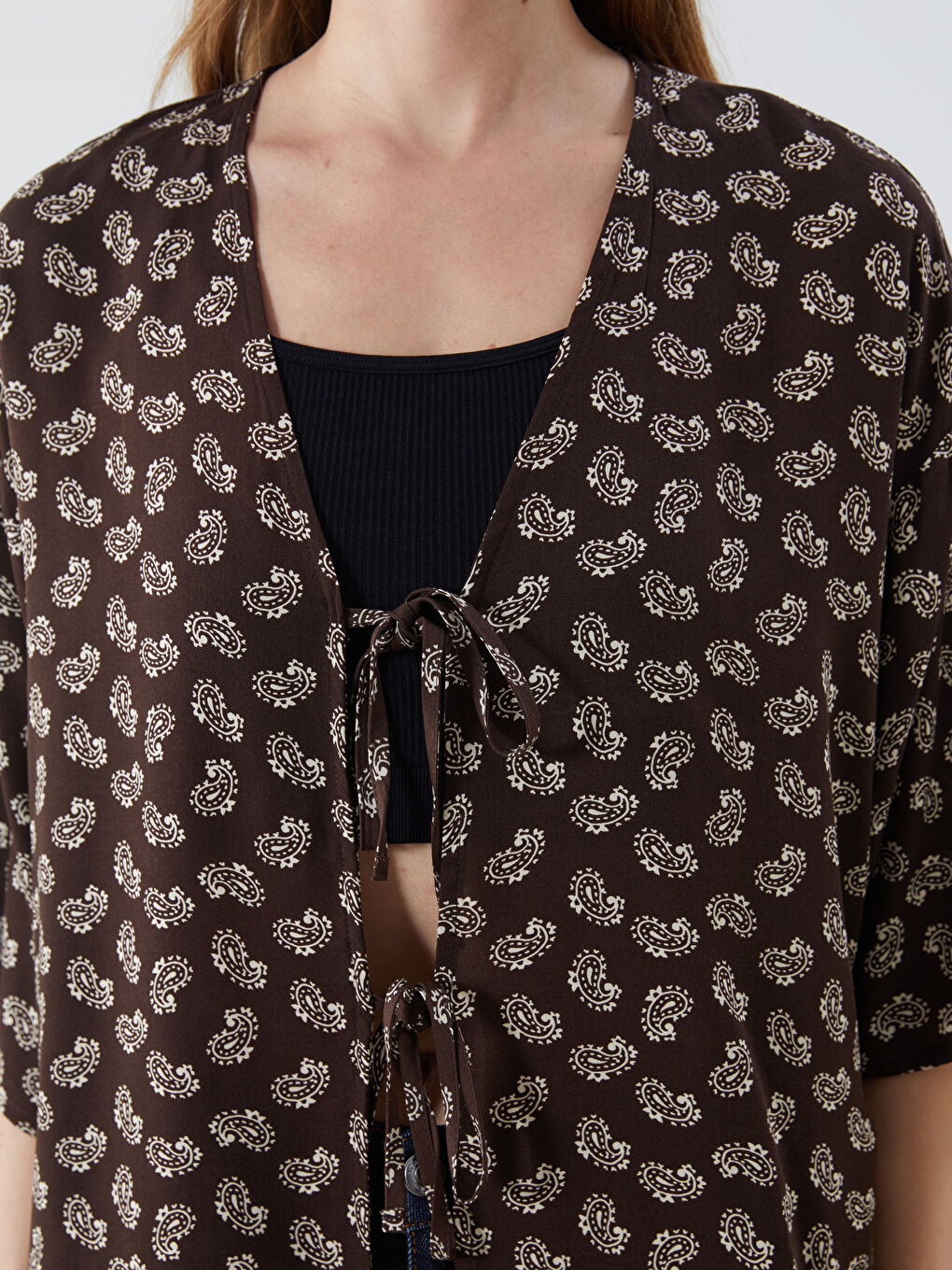 Shawl Collar Patterned Oversize Women's Kimono -S5QM11Z8-LQZ