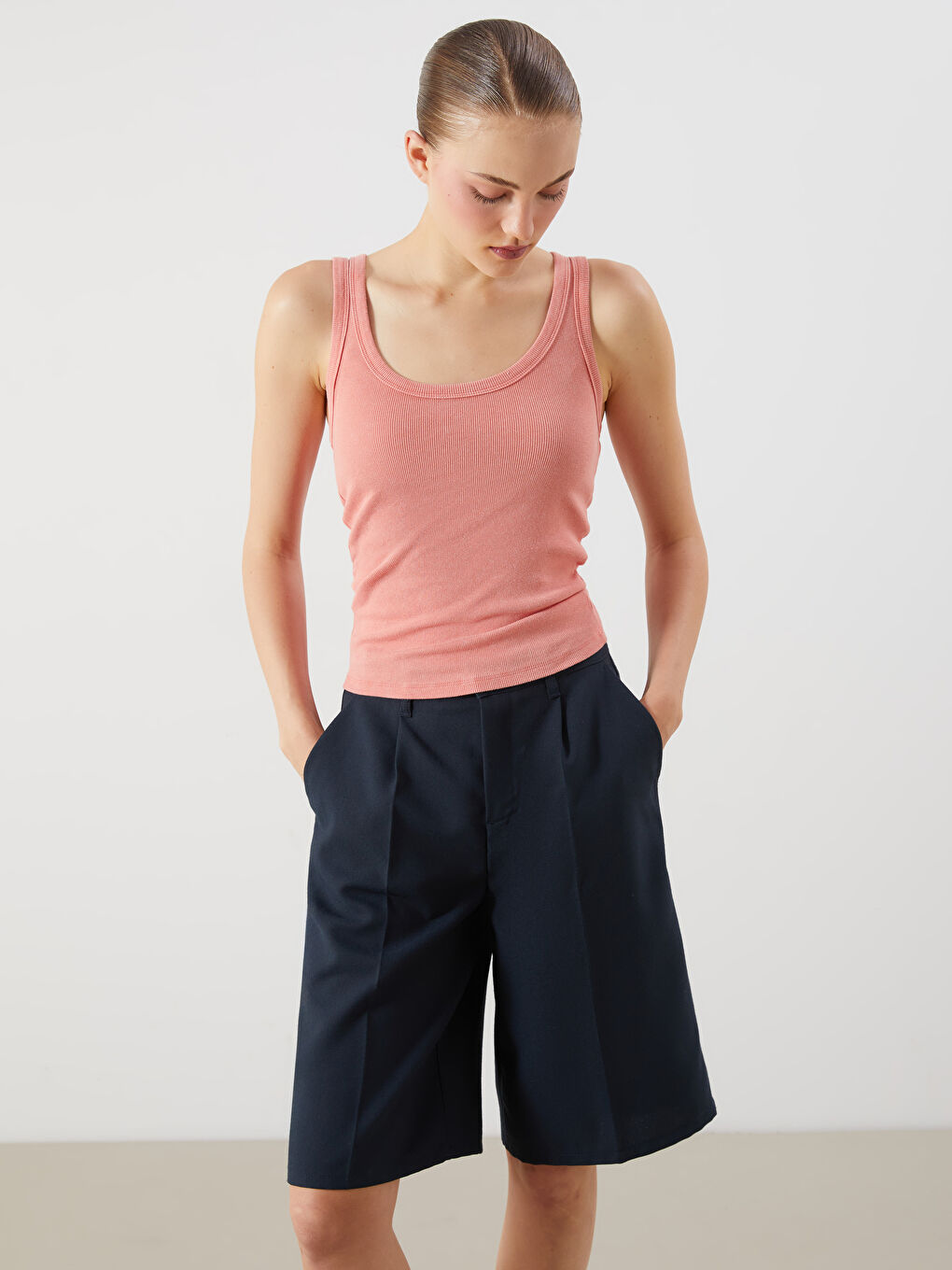 LCW Vision U Neck Textured Women's Tank Top -S5QM31Z8-GQC
